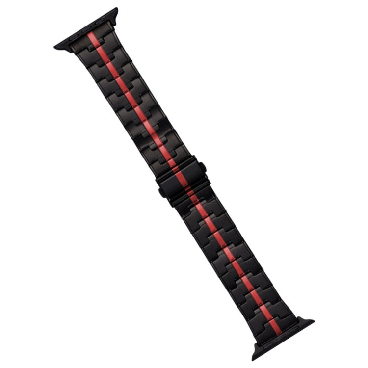 For Apple Watch SE 44mm Stainless Steel Watch Band(Black Red) - free shipping - PMC TechLife - Order now!