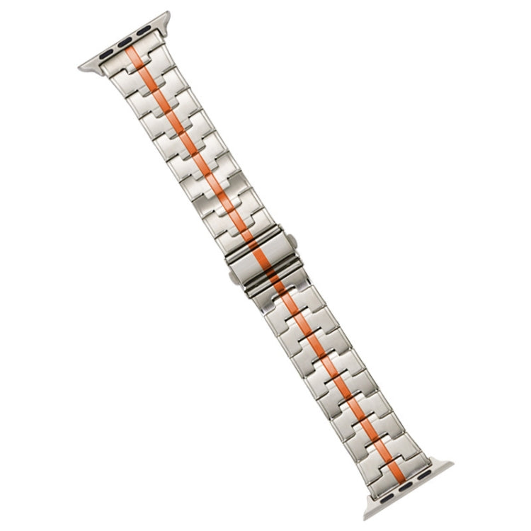 For Apple Watch SE 44mm Stainless Steel Watch Band(Starlight Orange) - free shipping - PMC TechLife - Order now!