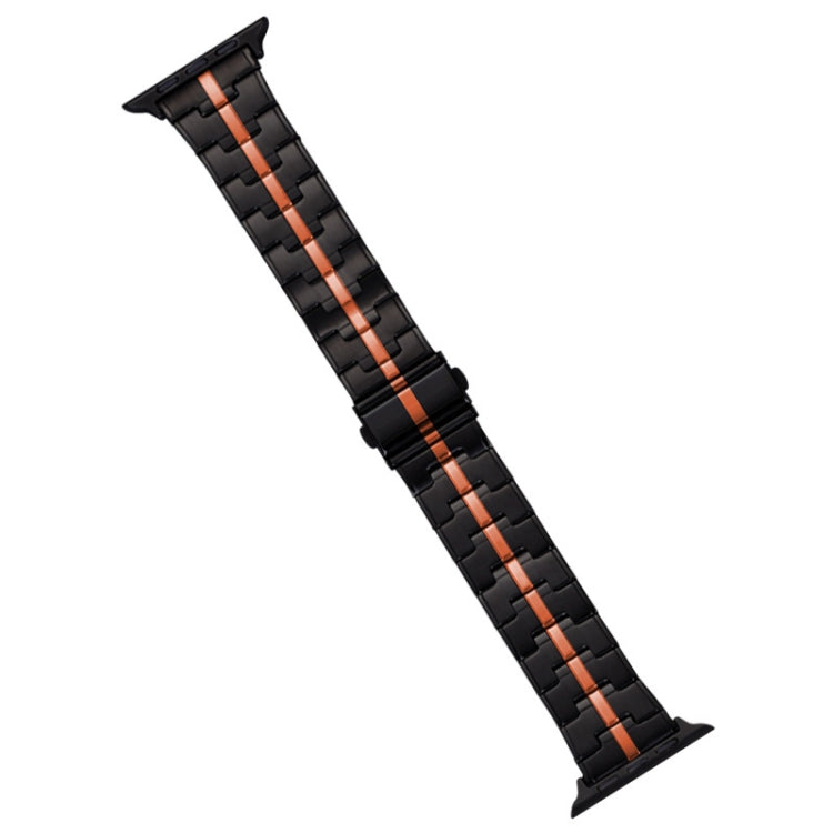 For Apple Watch 42mm Stainless Steel Watch Band(Black Orange) - free shipping - PMC TechLife - Order now!