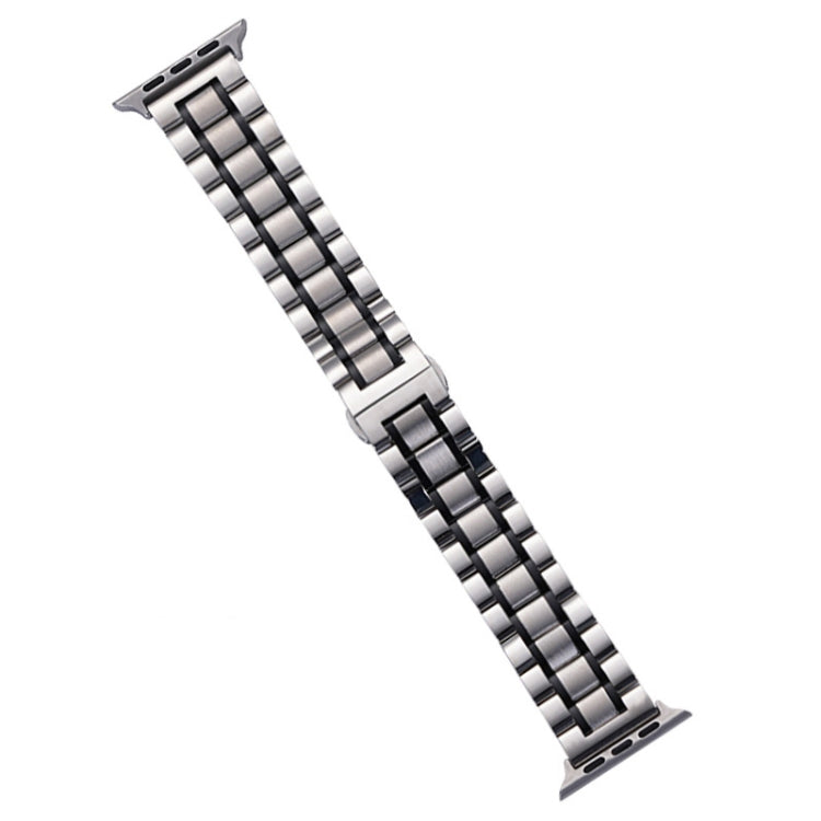 For Apple Watch Series 8 41mm Five-Beads Stainless Steel Watch Band(Silver Black) - free shipping - PMC TechLife - Order now!