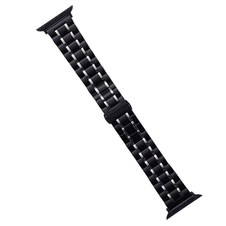 For Apple Watch SE 40mm Five-Beads Stainless Steel Watch Band(Black Silver) - free shipping - PMC TechLife - Order now!