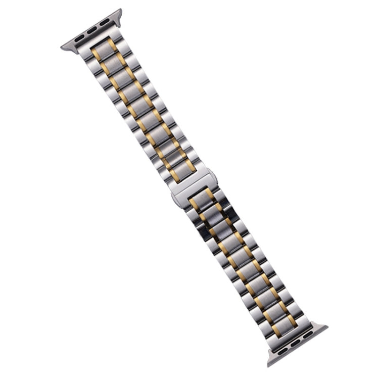For Apple Watch 38mm Five-Beads Stainless Steel Watch Band(Silver Gold) - free shipping - PMC TechLife - Order now!