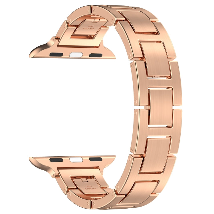 For Apple Watch Series 9 41mm H Slim Stainless Steel Watch Band(Rose Gold) - Watch Bands by PMC Jewellery | Online Shopping South Africa | PMC Jewellery