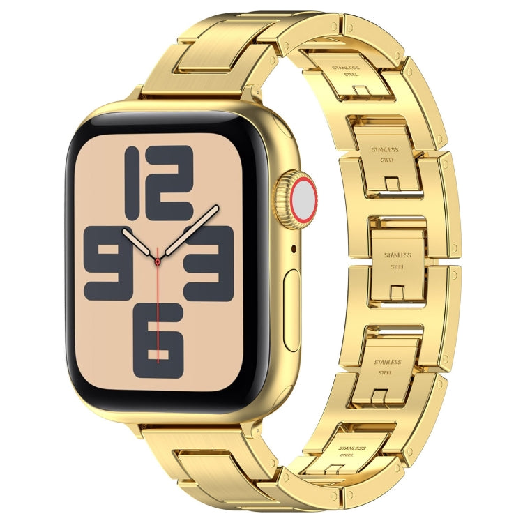 For Apple Watch SE 2022 44mm H Slim Stainless Steel Watch Band(Gold) - Watch Bands by PMC Jewellery | Online Shopping South Africa | PMC Jewellery