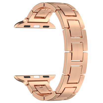 For Apple Watch Series 7 41mm H Slim Stainless Steel Watch Band(Rose Gold) - Watch Bands by PMC Jewellery | Online Shopping South Africa | PMC Jewellery