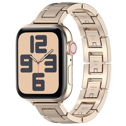 For Apple Watch SE 44mm H Slim Stainless Steel Watch Band(Starlight) - Watch Bands by PMC Jewellery | Online Shopping South Africa | PMC Jewellery