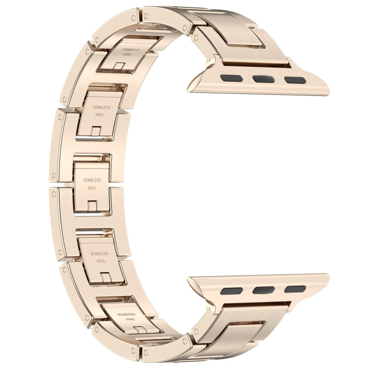 For Apple Watch SE 44mm H Slim Stainless Steel Watch Band(Starlight) - Watch Bands by PMC TechLife | Online Shopping South Africa | PMC TechLife