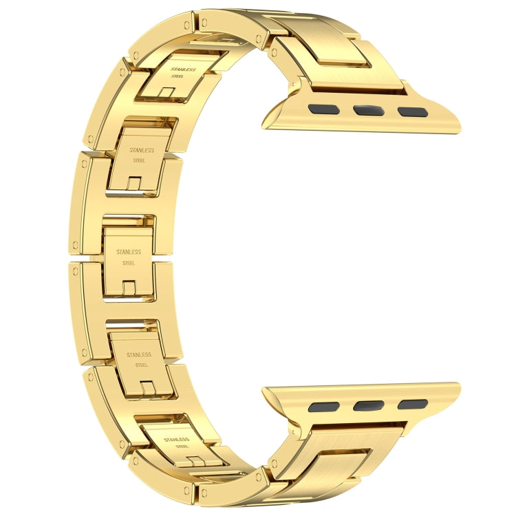 For Apple Watch 38mm H Slim Stainless Steel Watch Band(Gold) - Watch Bands by PMC TechLife | Online Shopping South Africa | PMC TechLife