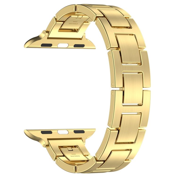 For Apple Watch 38mm H Slim Stainless Steel Watch Band(Gold) - Watch Bands by PMC TechLife | Online Shopping South Africa | PMC TechLife