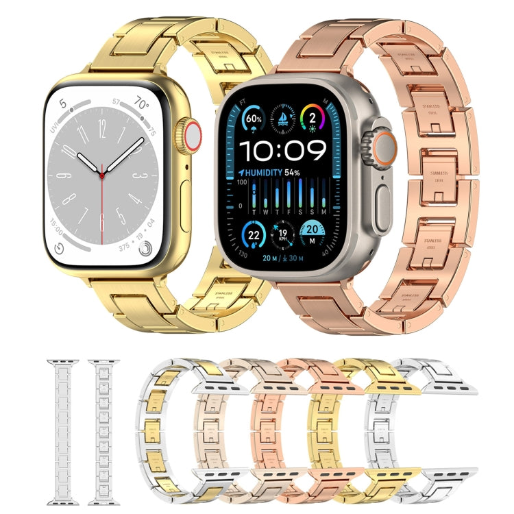 For Apple Watch SE 2022 40mm H Slim Stainless Steel Watch Band(Rose Gold) - Watch Bands by PMC Jewellery | Online Shopping South Africa | PMC Jewellery