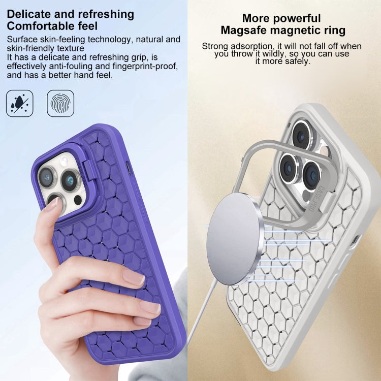 For iPhone 11 Pro Max Honeycomb Radiating Lens Holder Magsafe Phone Case(Purple) - iPhone 11 Pro Max Cases by PMC Jewellery | Online Shopping South Africa | PMC Jewellery