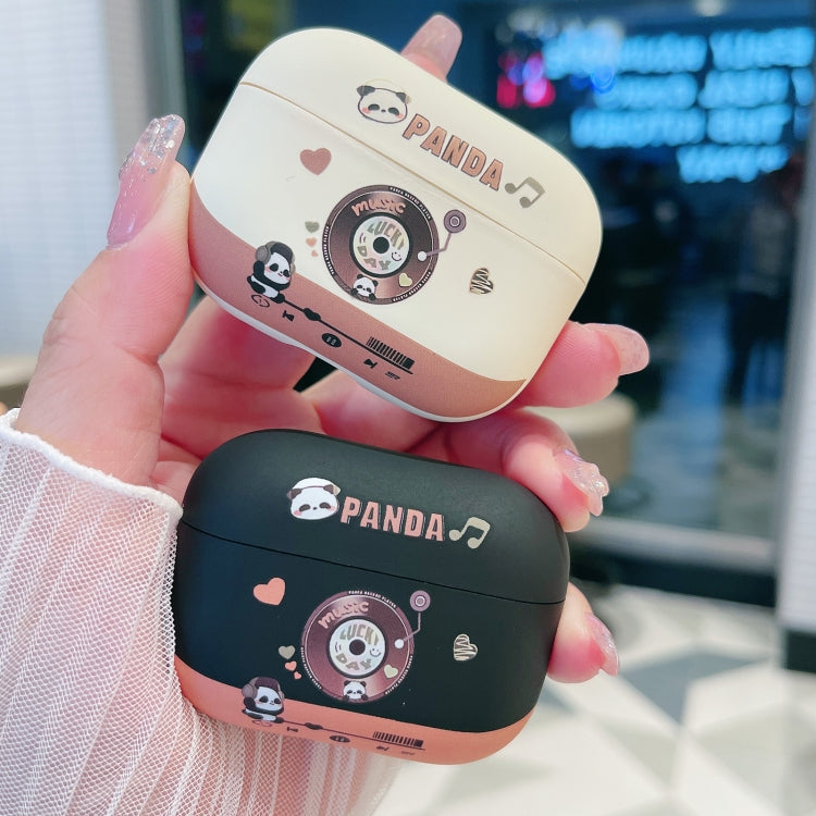 For AirPods Pro 2 Panda Records Pattern Earbuds Box Frosted TPU Case(Black) - For AirPods Pro 2 by PMC Jewellery | Online Shopping South Africa | PMC Jewellery | Buy Now Pay Later Mobicred