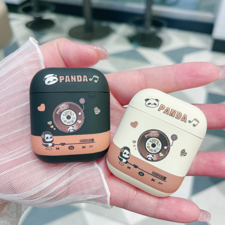 For AirPods Pro 2 Panda Records Pattern Earbuds Box Frosted TPU Case(Black) - For AirPods Pro 2 by PMC Jewellery | Online Shopping South Africa | PMC Jewellery | Buy Now Pay Later Mobicred