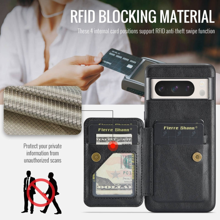 For Google Pixel 8a Fierre Shann Oil Wax Cow Leather Card Holder Back Phone Case(Black) - Google Cases by FIERRE SHANN | Online Shopping South Africa | PMC TechLife | Buy Now Pay Later Mobicred
