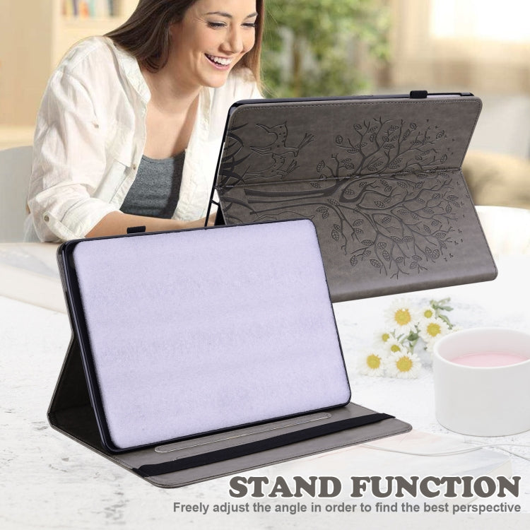 For Lenovo Tab M11 / Xiaoxin Pad 11 2024 Tree & Deer Embossed Leather Tablet Case(Grey) - Lenovo by PMC Jewellery | Online Shopping South Africa | PMC Jewellery | Buy Now Pay Later Mobicred