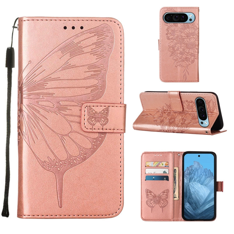 For Google Pixel 9 Embossed Butterfly Leather Phone Case(Rose Gold) - Google Cases by PMC TechLife | Online Shopping South Africa | PMC TechLife | Buy Now Pay Later Mobicred