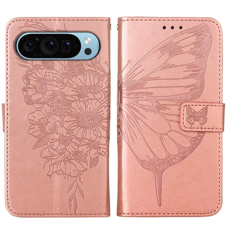 For Google Pixel 9 Embossed Butterfly Leather Phone Case(Rose Gold) - Google Cases by PMC TechLife | Online Shopping South Africa | PMC TechLife | Buy Now Pay Later Mobicred