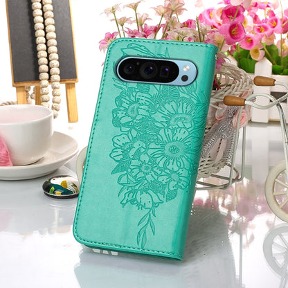 For Google Pixel 9 Embossed Butterfly Leather Phone Case(Green) - Google Cases by PMC Jewellery | Online Shopping South Africa | PMC Jewellery | Buy Now Pay Later Mobicred