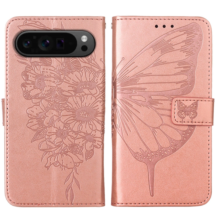 For Google Pixel 9 Pro Embossed Butterfly Leather Phone Case(Rose Gold) - Google Cases by PMC Jewellery | Online Shopping South Africa | PMC Jewellery | Buy Now Pay Later Mobicred