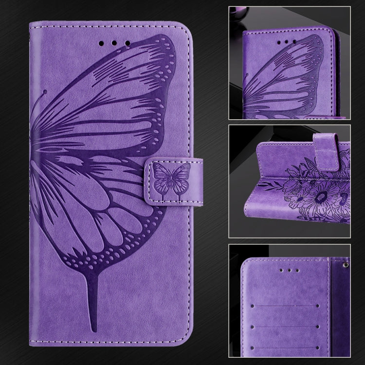 For Google Pixel 9 Pro XL Embossed Butterfly Leather Phone Case(Purple) - Google Cases by PMC Jewellery | Online Shopping South Africa | PMC Jewellery | Buy Now Pay Later Mobicred