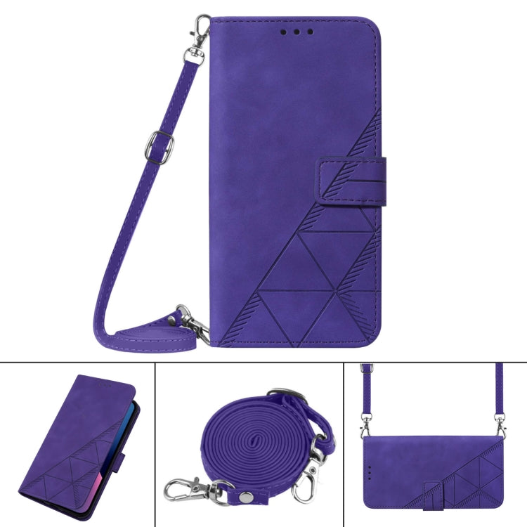 For Google Pixel 9 Crossbody 3D Embossed Flip Leather Phone Case(Purple) - Google Cases by PMC TechLife | Online Shopping South Africa | PMC TechLife | Buy Now Pay Later Mobicred