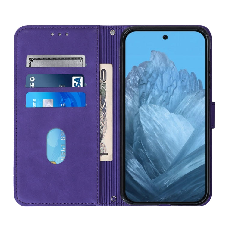 For Google Pixel 9 Crossbody 3D Embossed Flip Leather Phone Case(Purple) - Google Cases by PMC TechLife | Online Shopping South Africa | PMC TechLife | Buy Now Pay Later Mobicred