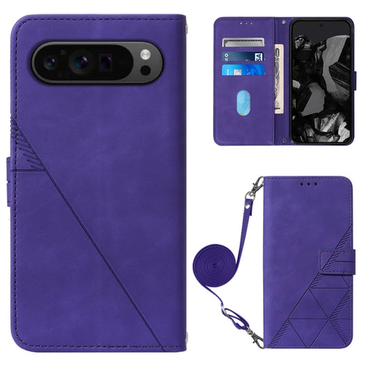 For Google Pixel 9 Pro Crossbody 3D Embossed Flip Leather Phone Case(Purple) - Google Cases by PMC Jewellery | Online Shopping South Africa | PMC Jewellery | Buy Now Pay Later Mobicred