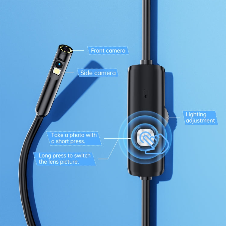 AN112 8mm Double Lenses HD Industry Endoscope Type-C + Micro USB + 8 Pin Connection, Length:10m Soft Tube -  by PMC TechLife | Online Shopping South Africa | PMC TechLife | Buy Now Pay Later Mobicred