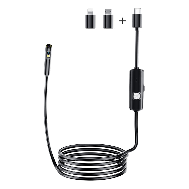 AN112 8mm Double Lenses HD Industry Endoscope Type-C + Micro USB + 8 Pin Connection, Length:3.5m Hard Tube -  by PMC Jewellery | Online Shopping South Africa | PMC Jewellery | Buy Now Pay Later Mobicred