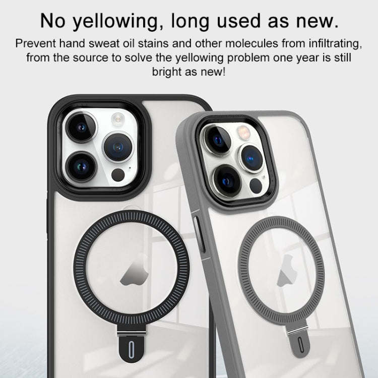 For iPhone 13 Pro Shield Armor MagSafe Holder Phone Case(Grey) - iPhone 13 Pro Cases by PMC TechLife | Online Shopping South Africa | PMC TechLife | Buy Now Pay Later Mobicred