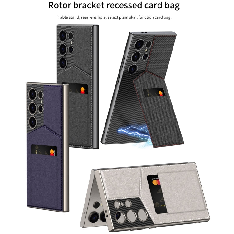 For Samsung Galaxy S23 Ultra 5G GKK Rotor Bracket Recessed Card Bag Full Coverage Phone Case(Black) - free shipping - PMC Jewellery - Order now!
