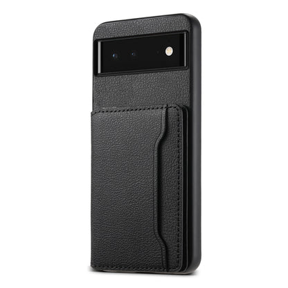 For Google Pixel 6 Calf Texture Card Bag Design Full Coverage Phone Case(Black) - Google Cases by PMC Jewellery | Online Shopping South Africa | PMC Jewellery | Buy Now Pay Later Mobicred