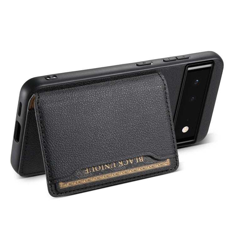 For Google Pixel 6 Calf Texture Card Bag Design Full Coverage Phone Case(Black) - Google Cases by PMC TechLife | Online Shopping South Africa | PMC TechLife | Buy Now Pay Later Mobicred