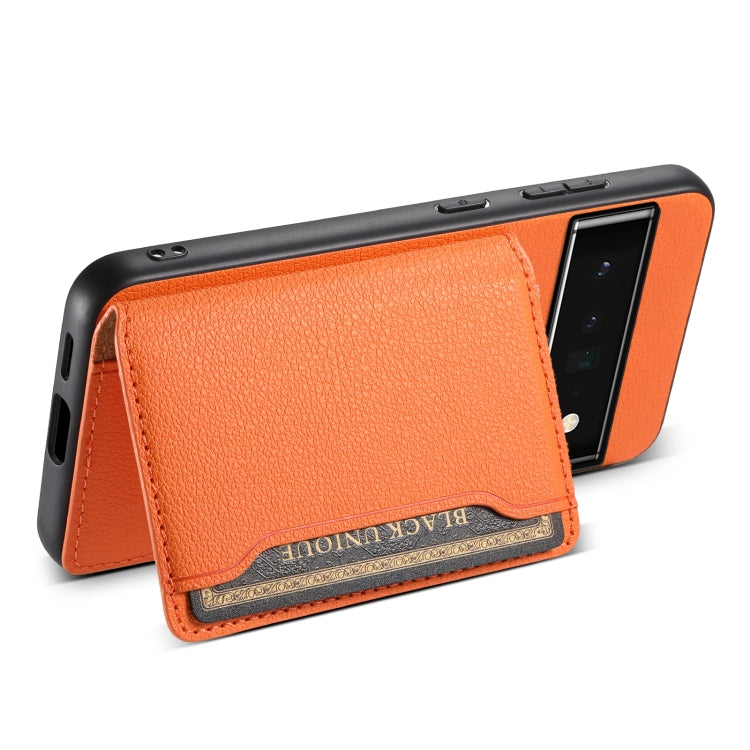 For Google Pixel 6 Pro Calf Texture Card Bag Design Full Coverage Phone Case(Orange) - Google Cases by PMC Jewellery | Online Shopping South Africa | PMC Jewellery | Buy Now Pay Later Mobicred