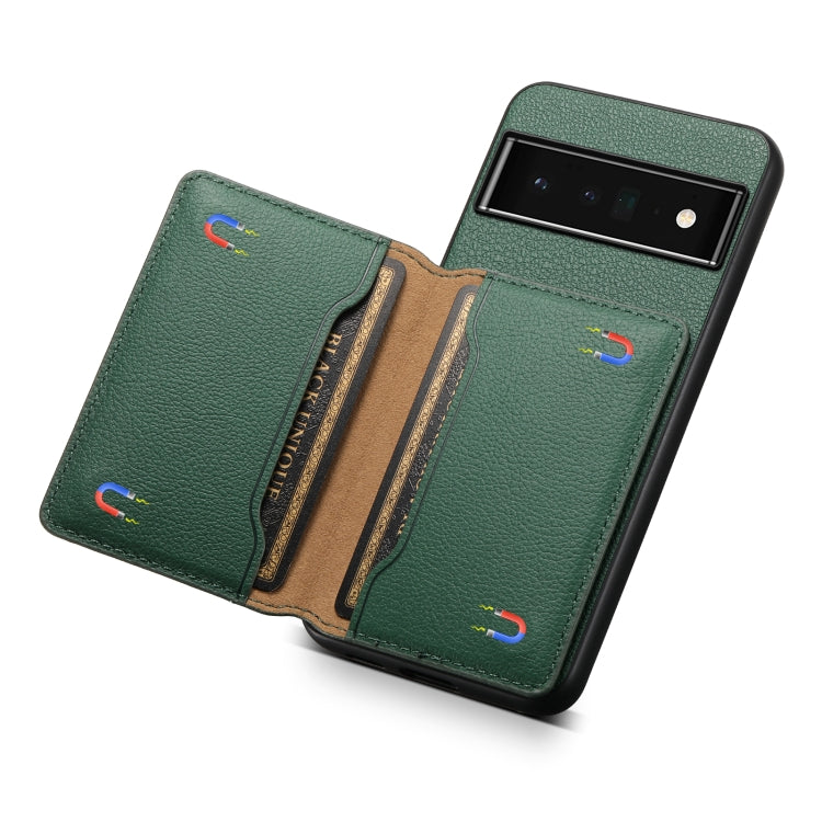 For Google Pixel 6 Pro Calf Texture Card Bag Design Full Coverage Phone Case(Green) - Google Cases by PMC Jewellery | Online Shopping South Africa | PMC Jewellery | Buy Now Pay Later Mobicred