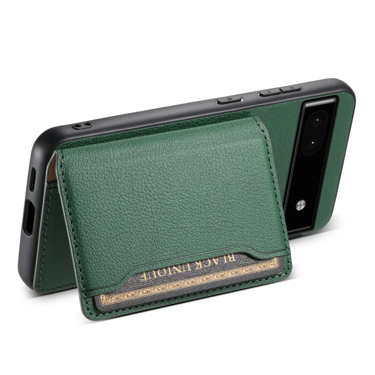 For Google Pixel 6a Calf Texture Card Bag Design Full Coverage Phone Case(Green) - Google Cases by PMC Jewellery | Online Shopping South Africa | PMC Jewellery | Buy Now Pay Later Mobicred