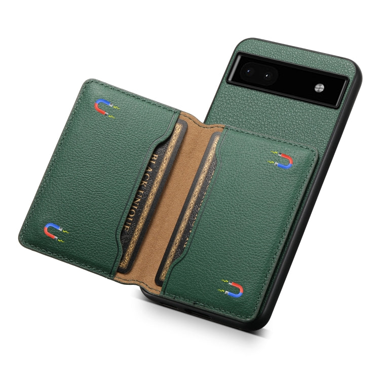 For Google Pixel 6a Calf Texture Card Bag Design Full Coverage Phone Case(Green) - Google Cases by PMC TechLife | Online Shopping South Africa | PMC TechLife | Buy Now Pay Later Mobicred