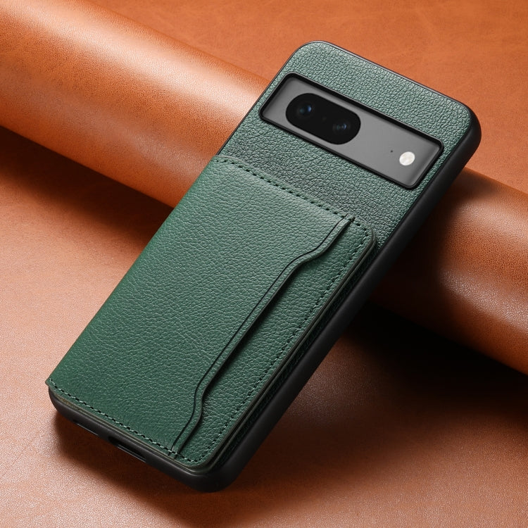 For Google Pixel 7 5G Calf Texture Card Bag Design Full Coverage Phone Case(Green) - Google Cases by PMC TechLife | Online Shopping South Africa | PMC TechLife | Buy Now Pay Later Mobicred