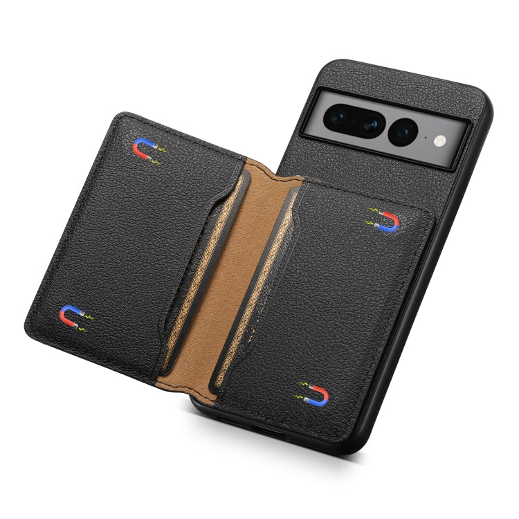 For Google Pixel 7 Pro 5G Calf Texture Card Bag Design Full Coverage Phone Case(Black) - Google Cases by PMC TechLife | Online Shopping South Africa | PMC TechLife | Buy Now Pay Later Mobicred
