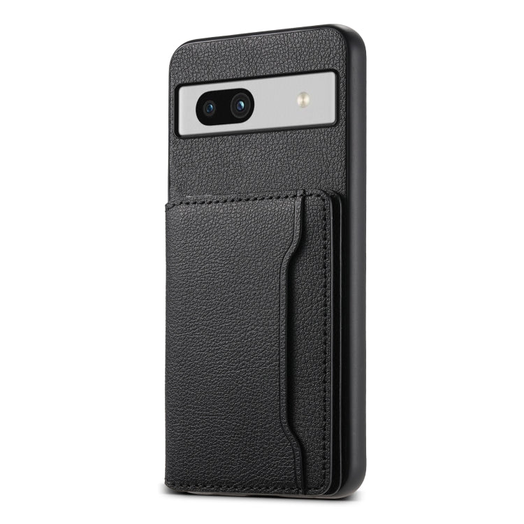 For Google Pixel 7a Calf Texture Card Bag Design Full Coverage Phone Case(Black) - Google Cases by PMC Jewellery | Online Shopping South Africa | PMC Jewellery | Buy Now Pay Later Mobicred