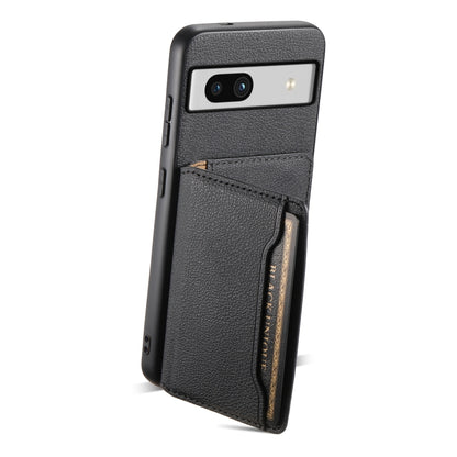 For Google Pixel 7a Calf Texture Card Bag Design Full Coverage Phone Case(Black) - Google Cases by PMC Jewellery | Online Shopping South Africa | PMC Jewellery | Buy Now Pay Later Mobicred