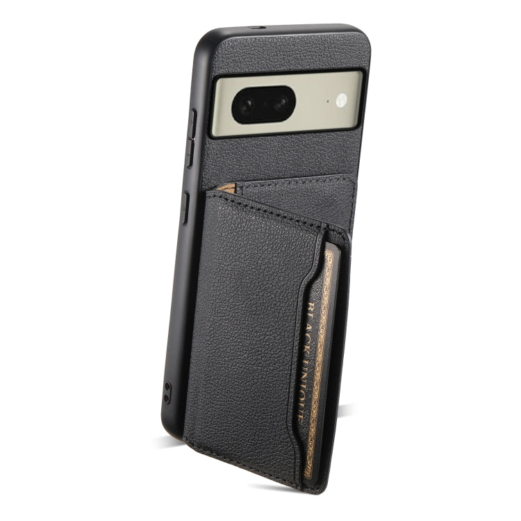 For Google Pixel 8 Calf Texture Card Bag Design Full Coverage Phone Case(Black) - Google Cases by PMC TechLife | Online Shopping South Africa | PMC TechLife | Buy Now Pay Later Mobicred