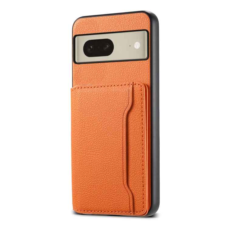 For Google Pixel 8 Calf Texture Card Bag Design Full Coverage Phone Case(Orange) - Google Cases by PMC TechLife | Online Shopping South Africa | PMC TechLife | Buy Now Pay Later Mobicred
