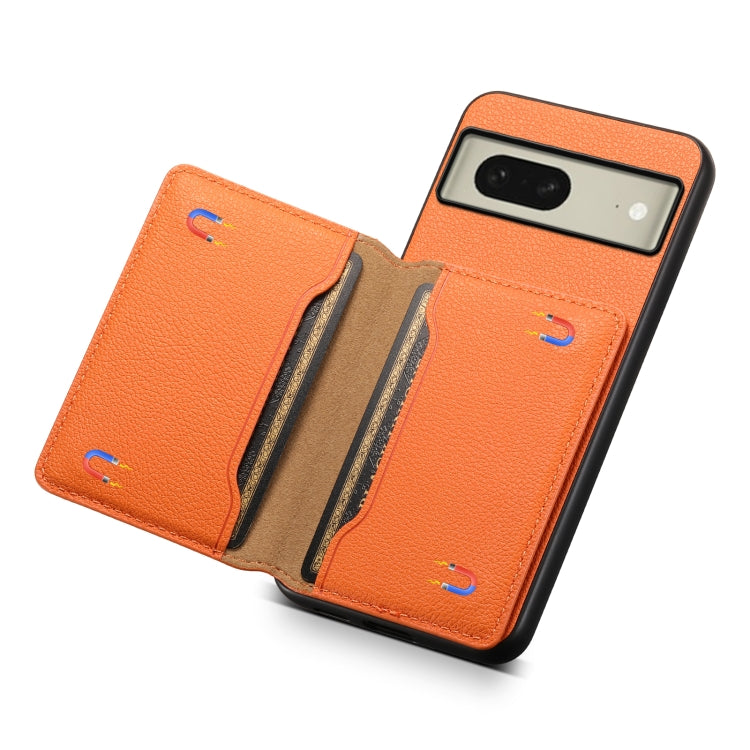 For Google Pixel 8 Calf Texture Card Bag Design Full Coverage Phone Case(Orange) - Google Cases by PMC TechLife | Online Shopping South Africa | PMC TechLife | Buy Now Pay Later Mobicred