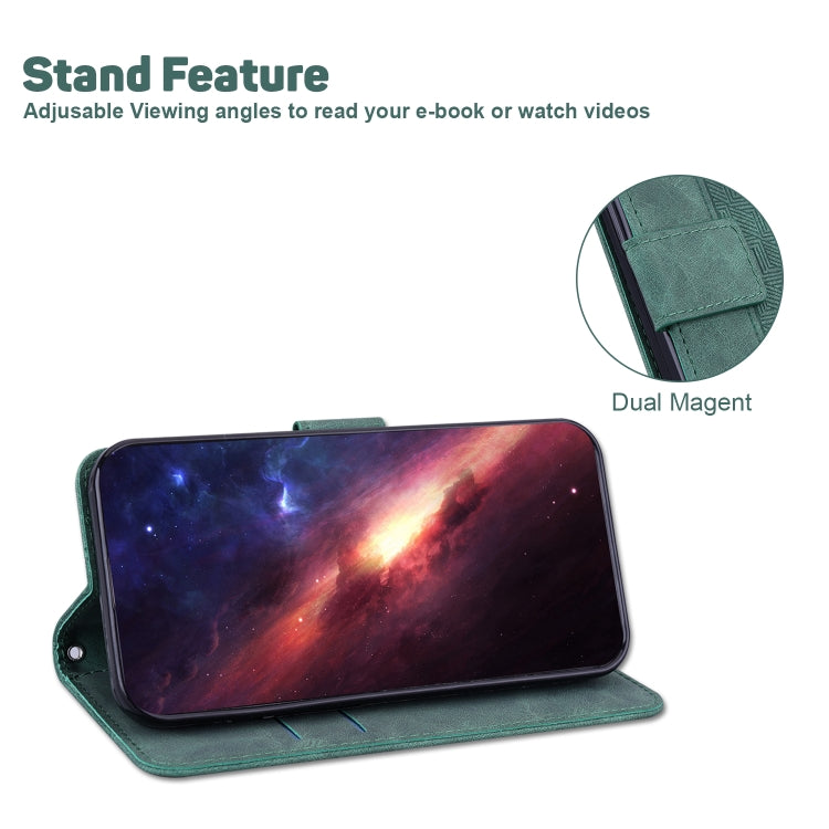 For Google Pixel 9 Geometric Embossed Leather Phone Case(Green) - Google Cases by PMC TechLife | Online Shopping South Africa | PMC TechLife | Buy Now Pay Later Mobicred