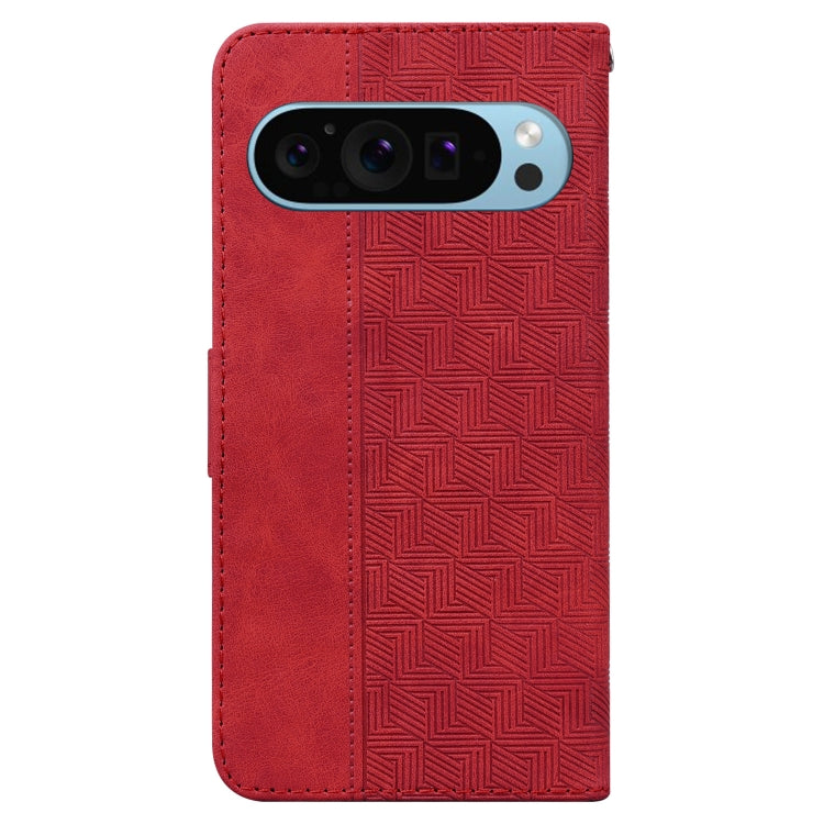 For Google Pixel 9 Geometric Embossed Leather Phone Case(Red) - Google Cases by PMC Jewellery | Online Shopping South Africa | PMC Jewellery | Buy Now Pay Later Mobicred