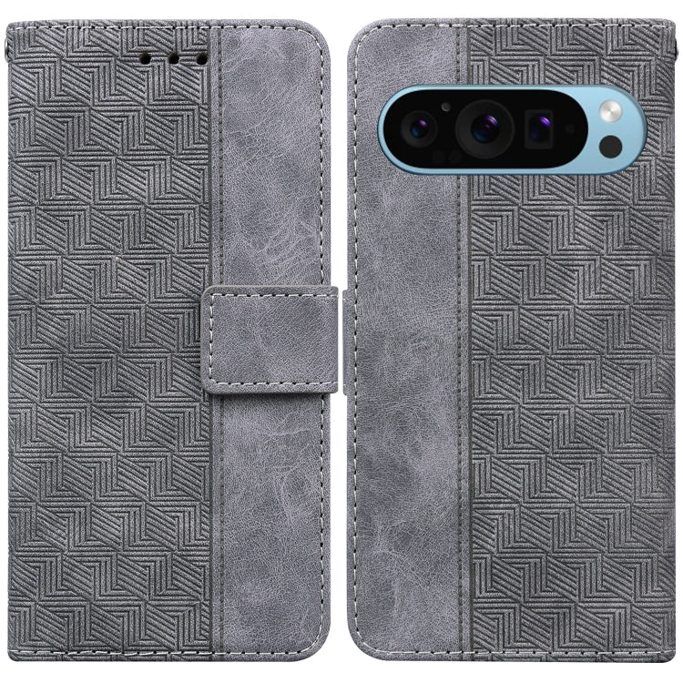 For Google Pixel 9 Pro 5G Geometric Embossed Leather Phone Case(Grey) - Google Cases by PMC TechLife | Online Shopping South Africa | PMC TechLife | Buy Now Pay Later Mobicred