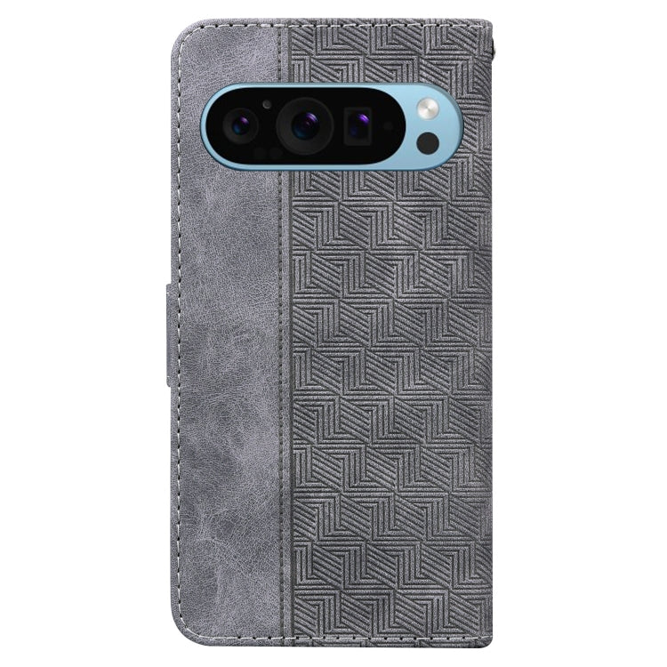 For Google Pixel 9 Pro 5G Geometric Embossed Leather Phone Case(Grey) - Google Cases by PMC TechLife | Online Shopping South Africa | PMC TechLife | Buy Now Pay Later Mobicred