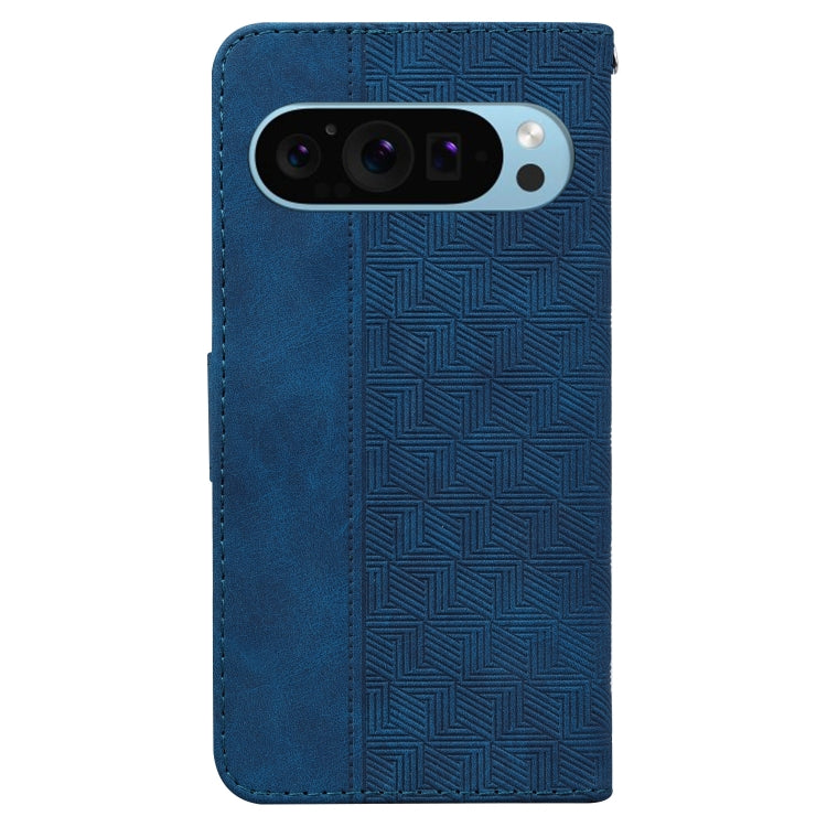 For Google Pixel 9 Pro 5G Geometric Embossed Leather Phone Case(Blue) - Google Cases by PMC TechLife | Online Shopping South Africa | PMC TechLife | Buy Now Pay Later Mobicred