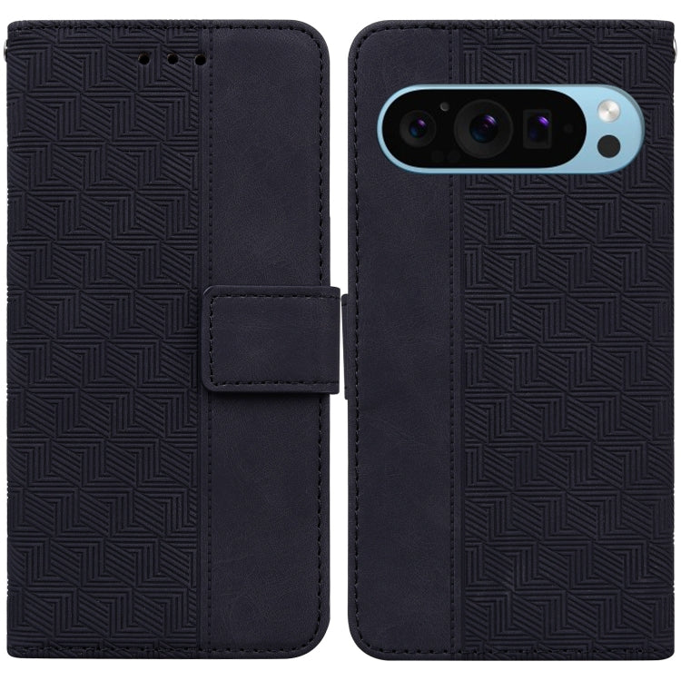 For Google Pixel 9 Pro 5G Geometric Embossed Leather Phone Case(Black) - Google Cases by PMC TechLife | Online Shopping South Africa | PMC TechLife | Buy Now Pay Later Mobicred